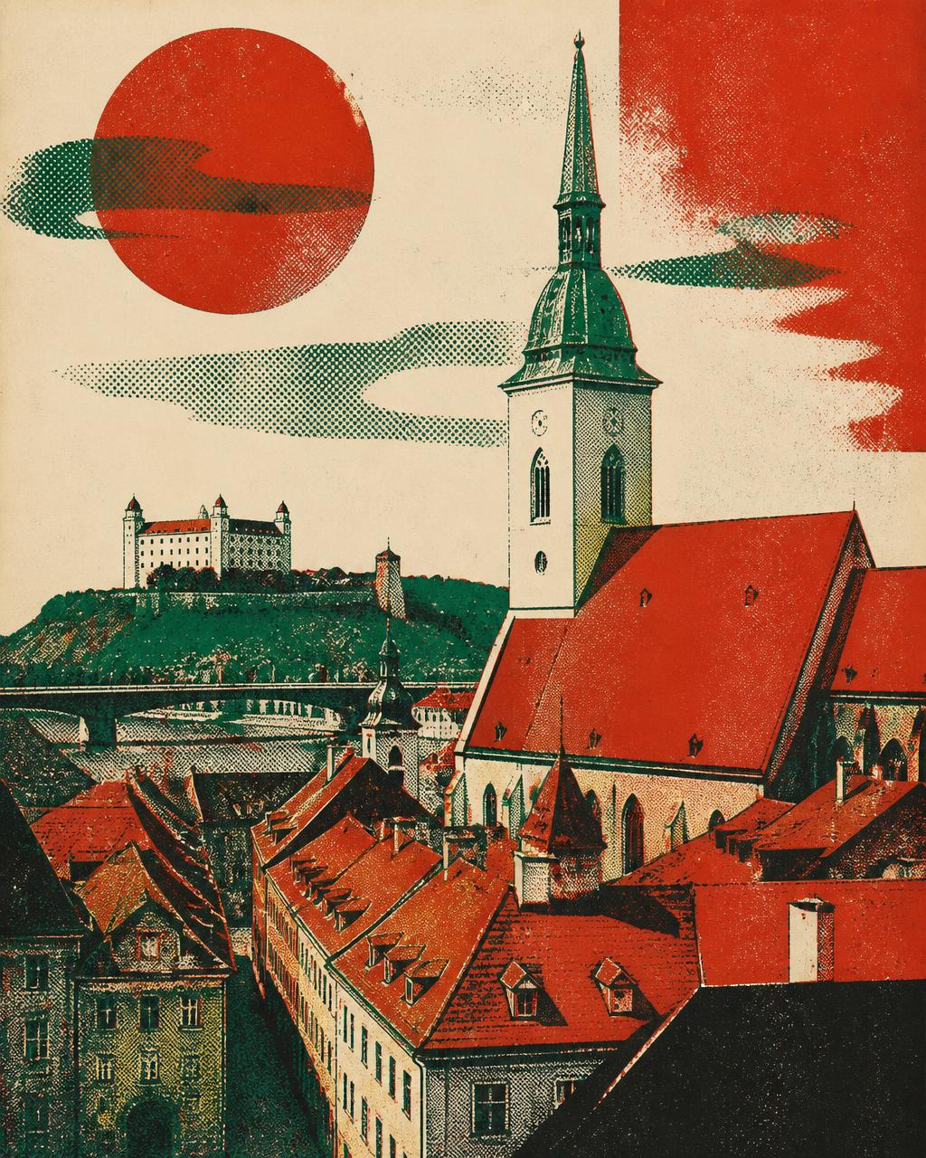 Poster van de oude stad van Bratislava