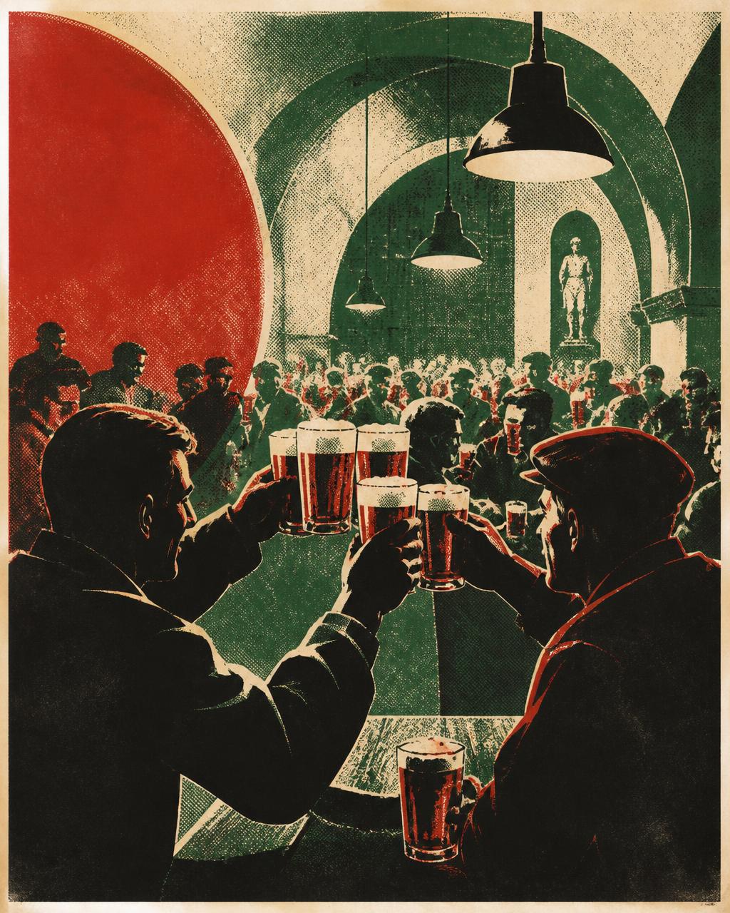 Poster van een volle bierhal